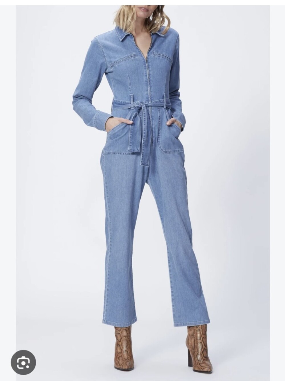 PAIGE Jett Zip Up Utility Denim Jumpsuit